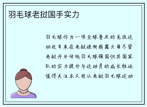 羽毛球老挝国手实力